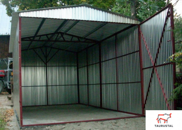 START 012 - plechová garáž 3 x 5 m s lomenou bránou